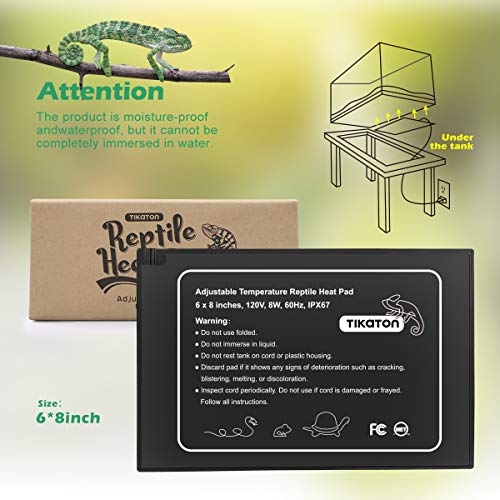 Tikaton Reptile Heat Pad - Adjustable Temperature Under Tank Heater For 10-20Gal/30-40Gal Tank, Terrarium Heat Mat For Turtle/Snake/Lizard/Frog/Spider/Plant Box thumb #1