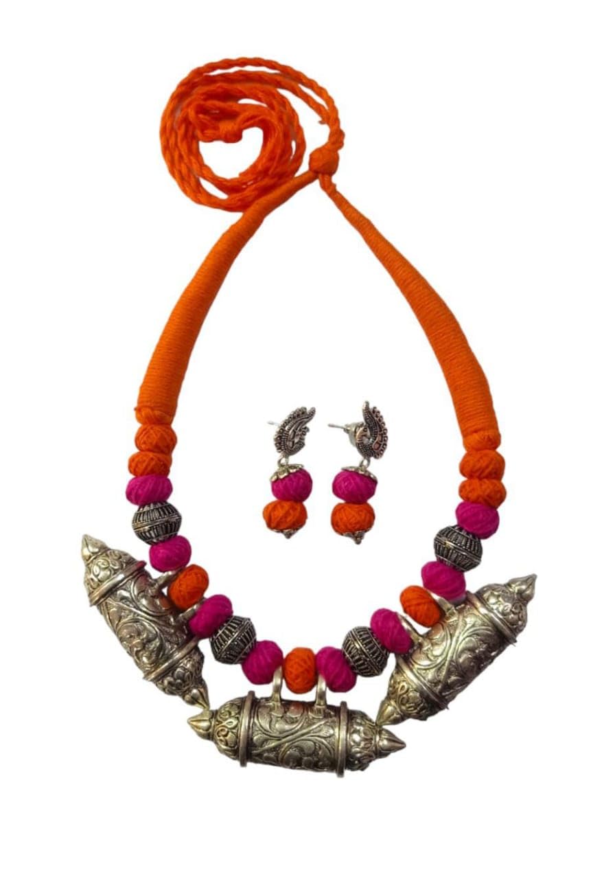 tandras fashion jewellery Pink and Orange Oxidized or German Silver Choker Necklace Set for Women (B07DTCX924) Amazon Price History, Amazon Price Tracker