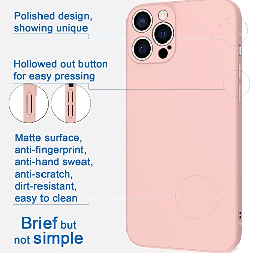 Lilihong Iphone 14 Pro Case With Upgraded Camera Protection, Silicone Matte Phone Case Shockproof Slim Full Cover Soft Anti-Scratch Non-Sweat Supports Wireless Charging For Women And Men Pink #TOP2