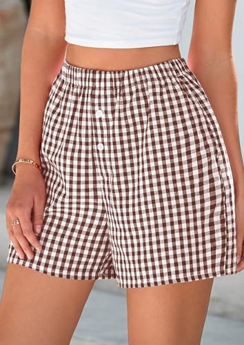 Image of PRETTYGARDEN Womens Summer Gingham Boxer Shorts