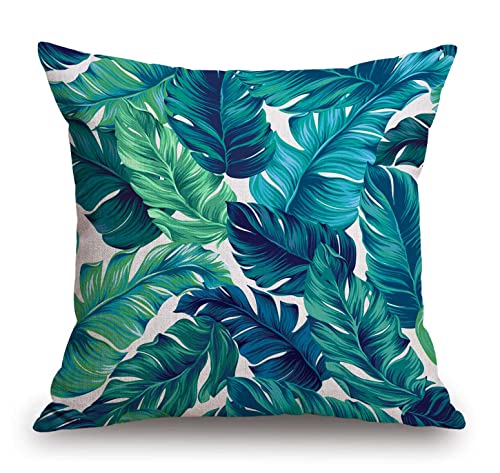 TSSOHU Farmhouse Pillow Cover 18x18, Tropical Pillow Cover, Tropical Palm Leaves Hawaii Jungle Decorative Summer Throw Pillow Covers,Outdoor Home Decor