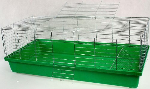 Nagerkäfig,Hasenkäfig,Meerschweinkäfig,Käfig,Rabbit,Zwergkaninchen ca. 100x54x43cm "grün" jetzt mit GRATIS Futternapf, Trinkflasche und Heuraufe