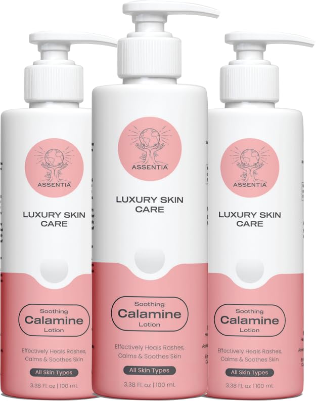 Assentia Calamine Anti-Itch Body lotion for Dry Skin Itching, Chickenpox, Pregnancy, Face and Skin Problems (100ml Pack of 3)