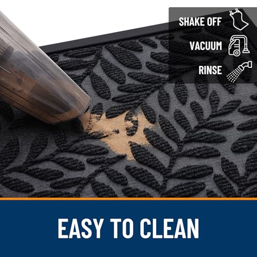 Image of OLANLY Door Mat Indoor Outdoor Entrance, 47x32, Waterproof All-Weather All-Season Doormat, Sturdy Natural Rubber, Stain and Fade Resistant, Low Profile, Easy Clean Patio Entryway Mat, Black
