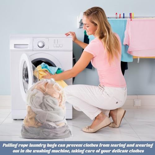 2 Pcs Laundry Bags for Washing Machines, 60*90cm Mesh Laundry Bags with Drawstrings, Travel Laundry Bag, Storage for Washing Bags for Laundry for Traveling, Clothes, Quilt Covers, Toys (Black, White) - Image 5