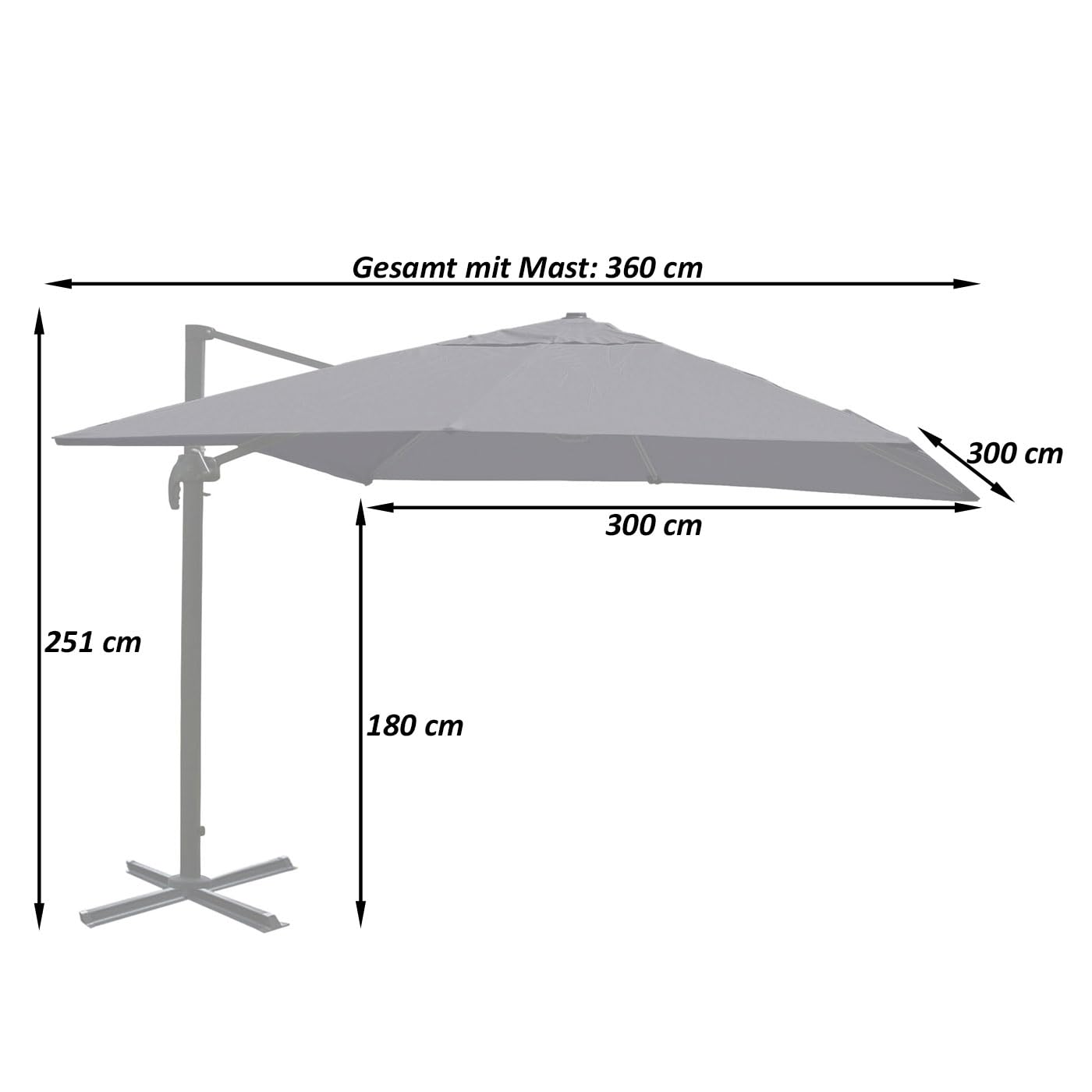 Mendler Parasol gastronomiczny HWC-A96AM 3 x 3 m poliester