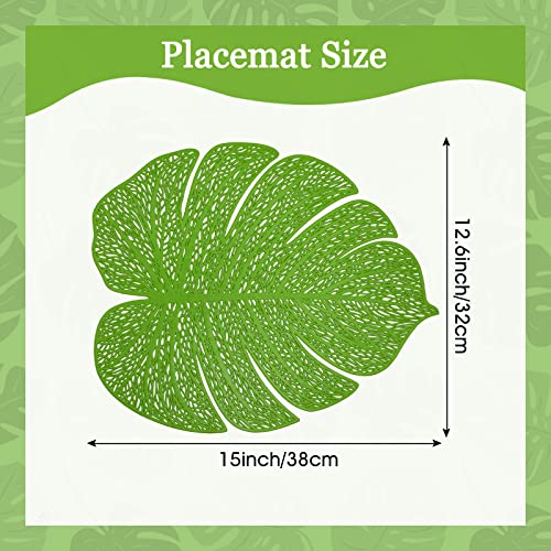 Green Leaf Placemats Set Of 6 Vinyl Place Mats Tropical Leaves Tablemats Table Setting Kitchen Table Mats For Dining Table Holiday Wedding Decorative #TOP1