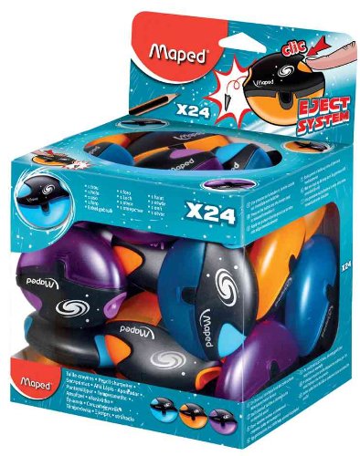 MAPED - Taille-crayons Galactic 1 trou, présentoir de 24