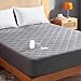 SONIVE Thin Super King Mattress Protector, Quilted Mattress Pad Super King 180x200 cm, Waterproof Mattress Topper, Breathable Mattress Cover Stretches up to 38 CM, Grey