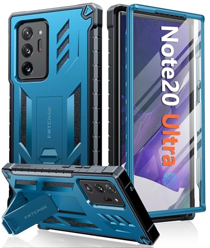FNTCASE for Samsung Galaxy Note-20-Ultra Case: Military Grade Drop Proof Protection Phone Cover with Kickstand | Heavy Duty Shockproof Matte Textured Note20 Ultra 4G 5G Cases - 6.9 Inches Blue