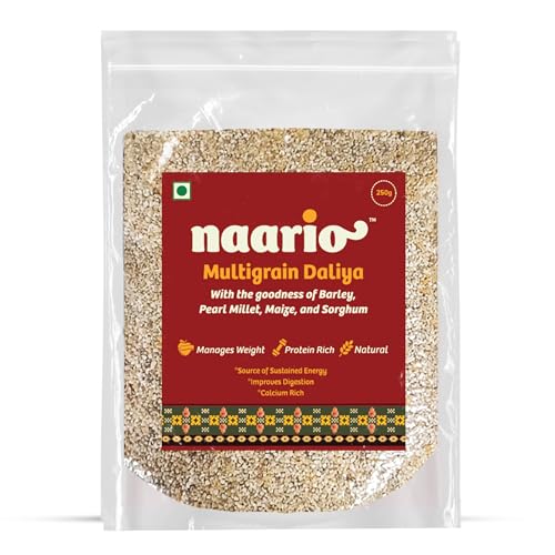 NAARIO Multi Millet Porridge | Ready-to-Cook Daliya with Bajra, Jowar, Barley, Ragi, Maize | Diabetic-Friendly, Gluten-Free, High-Fiber Breakfast | 100% Natural and Preservative-Free 250g