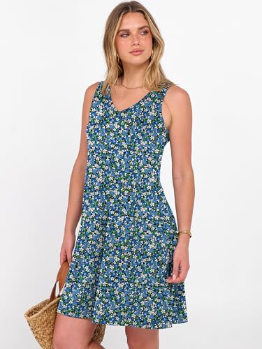 Image of ANRABESS Summer Dress for Women，V Neck Sleeveless Sundress，Loose Fit，Soft Travel Vacation Outfits，Cute Beach Cover Up Clothes