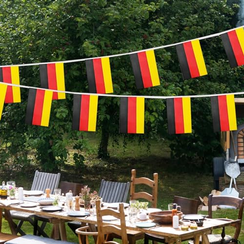 Image of German Flags Germany String Flag Banners for Patriotic Events Independence Day Sports Bars Inside Outside Decorations 33 Feet 30 Flags