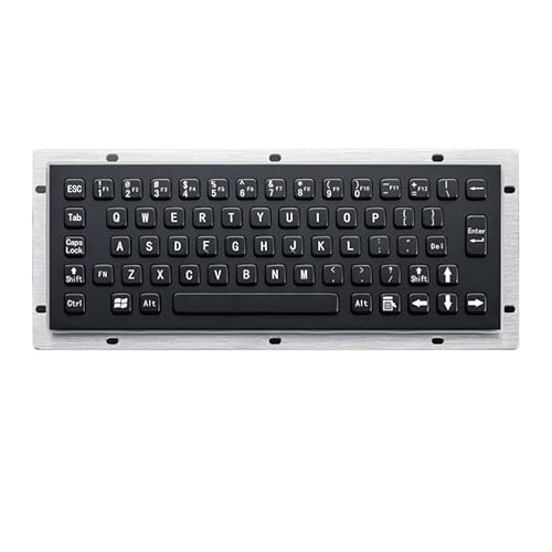 65 Keys Vandal Proof Panel Mount Industrial Stainless Steel Metallic Keyboard In Black With F1-F12 For Self-Service Kiosk(USB In