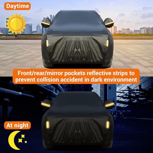 Image of Tecoom SUV Car Cover Waterproof All Weather for Automobiles with Cotton Lock /Zipper Door, UV Snow Wind Dust Hail Storm Outdoor Tarp Covers, Universal Full Exterior Covers, Fit for 216-230 inch