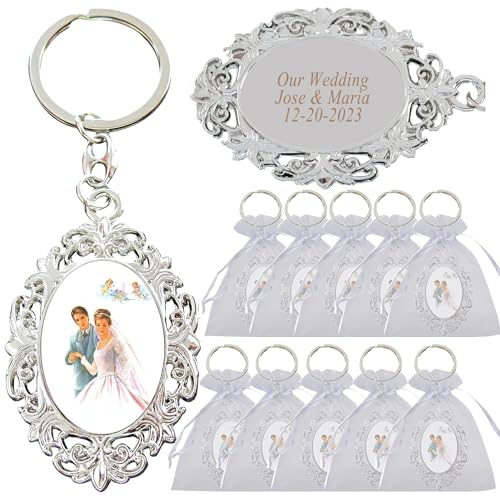 Personalized Wedding Keychain Party Favor (12 PCS) Engraved Metal Key