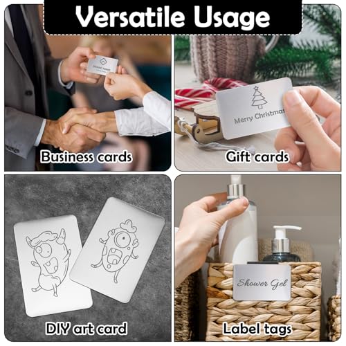 10 Stück Metall Visitenkarte, Gravierte Visitenkarte Edelstahl Rohlinge Namenskarte Lasergravierte Visitenkarten Lasergravierte Glatte Karten für DIY Laserdruck Gravur 8.6x5.4cm 0.5mm dick