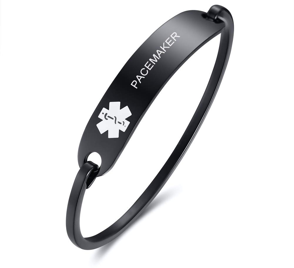 Snapklik.com : PACEMAKER Medical Alert ID Black Stainless Steel ...