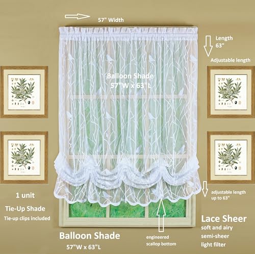 Cortina de globo de encaje blanco Songbird 57x63 pulgadas 3