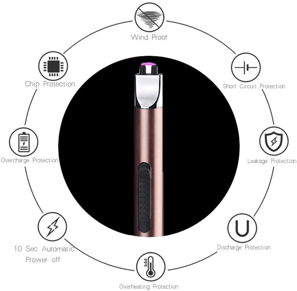 Leejie Candle Lighter Electric Arc Lighter Rechargeable USB Lighter Flameless Grill Lighter Long for Candle BBQ Camping Cooking (Rose Gold) : Health & Household
