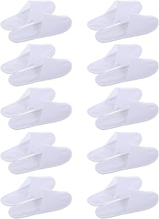 Travel Slippers White Slippers 10Pairs One-time Slippers Single Use Slippers Anti-skid Slippers One-off Slippers for Homestay Travel Home Travel Toiletry Bulk Slippers