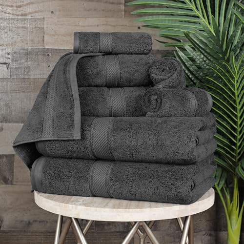 HOMECITY 8-Piece Luxurious Egyptian Cotton Towels Set, Highly Absorbent Towels