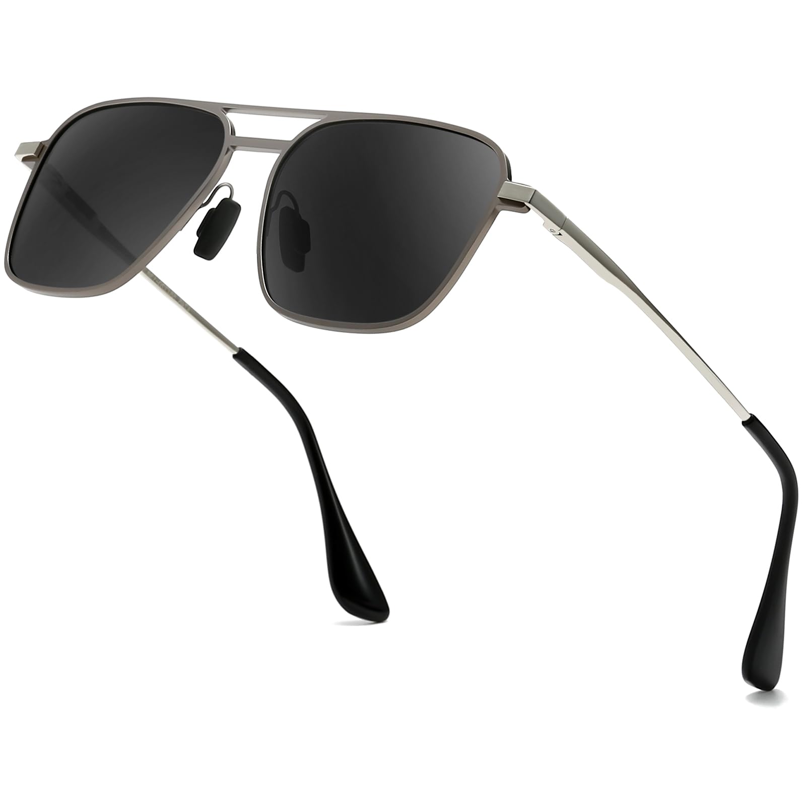 SUNGAIT Flat Square Aviator Sunglasses for Men Women Old School Vintage Style Metal Frame Polarized UV400 Lens