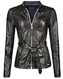 Mit Seitentaschen Maze Damen Lederjacke Mit Bindegürtel Vermont XL Black