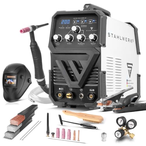 STAHLWERK Schweißgerät 2 in 1 Kombi AC/DC WIG 200 ST - Vollausstattung - WIG & MMA schweißen ist bis 200 A möglich, IGBT-Inverter, HF-Zündung, Smartkühlung, ideal für Aluminium & Stahl