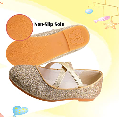 JBTNBX Girl Ballet Flats Mary Jane Shoes Dress Shoes Glitter School Party Dress Princess Wedding Shoes (Little Kid/Big Kids)4