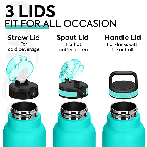 GOPPUS 750ml/26oz Stainless Water Bottle with Straw Double Wall Insulated Bottles with Strap Reusable Vacuum Thermal Flask Leakproof Keep Cold Drinks Bottles with Flip Top Lid for Men Women BPA Free - Image 3