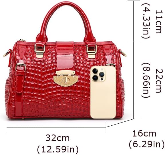 Genuine leather cowhide crocodile-pattern Boston women's handbag crossbody-bag detachable shoulder strap - Image 3