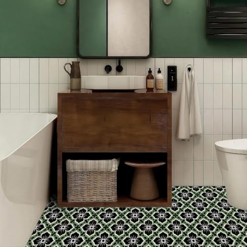 Image of Moroccan Tile Stickers | Waterproof Self Adhesive Peel & Stick Tile Decals for Kitchen Backsplash, Bathroom Wall, Floor, Furniture & Glass (6x6 Inch, Design 51)