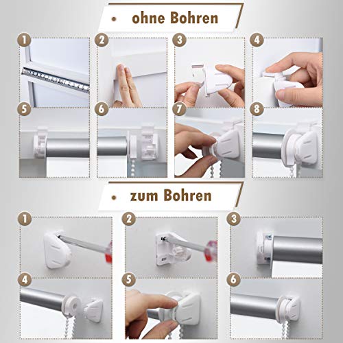 Verdunklungsrollo ohne Bohren Rollos für Fenster Verdunkelung Dunkelgrau B85 x H140 cm Thermorollo Innenrollo Klemmrollo Sonnenschutzrollo… – Ansicht 6
