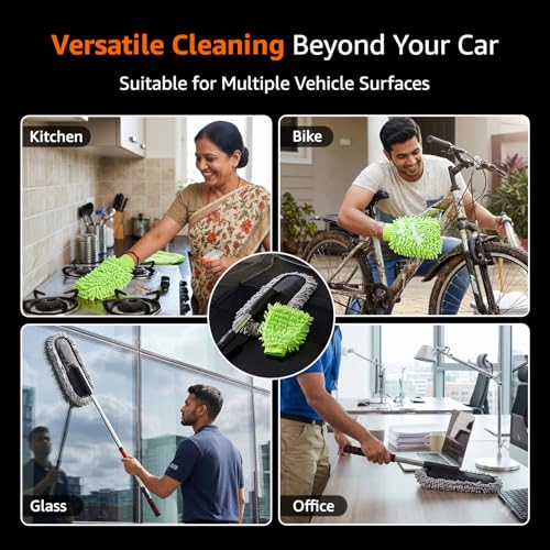 Image of Amazon Basics Duster & Hand Glove for Interior & Exterior Car Care-Combo of 2 (Multicolor)