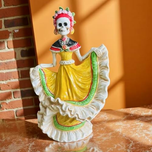 Figurine squelette dansant Jour des morts déco céramique colorée