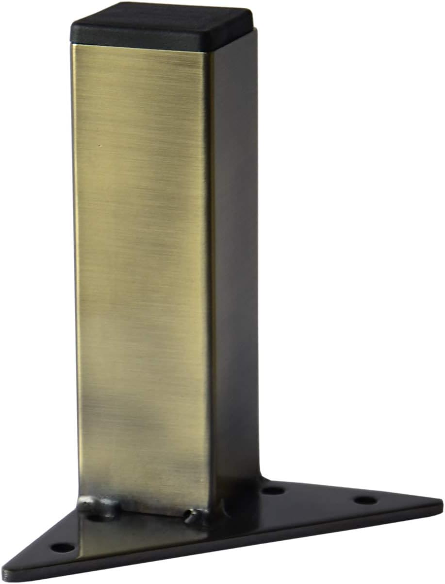 Antique Brass 5 Inch Square Metal Furniture Legs Sofa Couch Cabinet Feet Replacement Bookcase Bathroom Vanity Legs Set of 4 pc