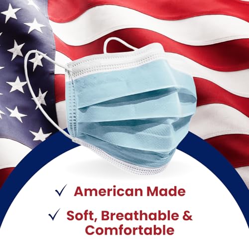 MAGICARE Made in USA Masks - Blue Disposable Face Masks - Medical Grade (ASTM Level 1) - Premium 3 Ply Face Masks Disposable - Comfortable, Soft, Breathable Face Mask for Adults - 50ct Box - Image 3