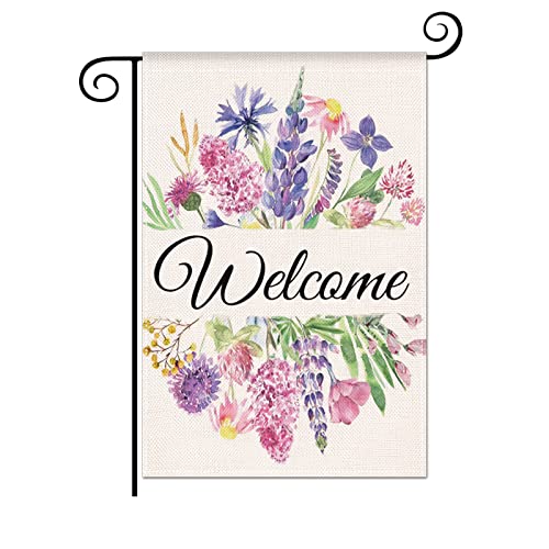 Winotic Summer Decor Garden Flag 12.5X18 Inches, Watercolor Flower Floral Leaves Welcome Flag Vertical Double Sided, Farmhouse Outdoor Spring Decoration Small Flag For Yard Lawn Home Decor #TOP5