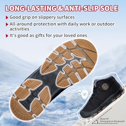 Mens Snow Boots, Mens Winter Boots, Mens Winter Trekking Snow Boots, Winter Boots for Men Waterproof Fur Lined Warm Winter Boots Men Lace up Snow Ankle Shoes Outdoor Anti-Slip Lightweight Hiking Boot3
