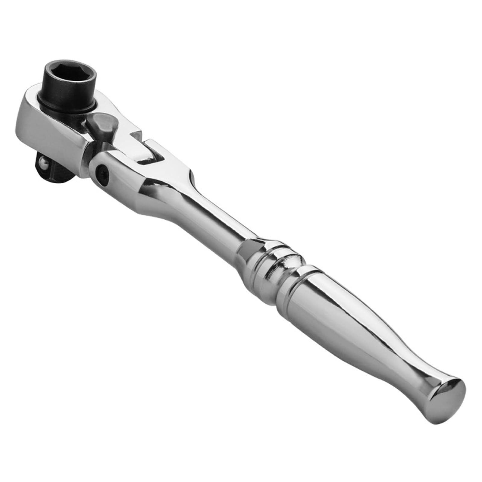 TazweeqDrive Ratchet Handle, 2 in 1 Flex Head Ratchet, Socket&Bit Driver, 72 Teeth, Reversible Switch, Fully Polished Chrome Plated, Alloy Steel