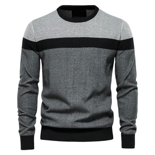 Pull décontracté en tricot manches longues homme patchwork rayé