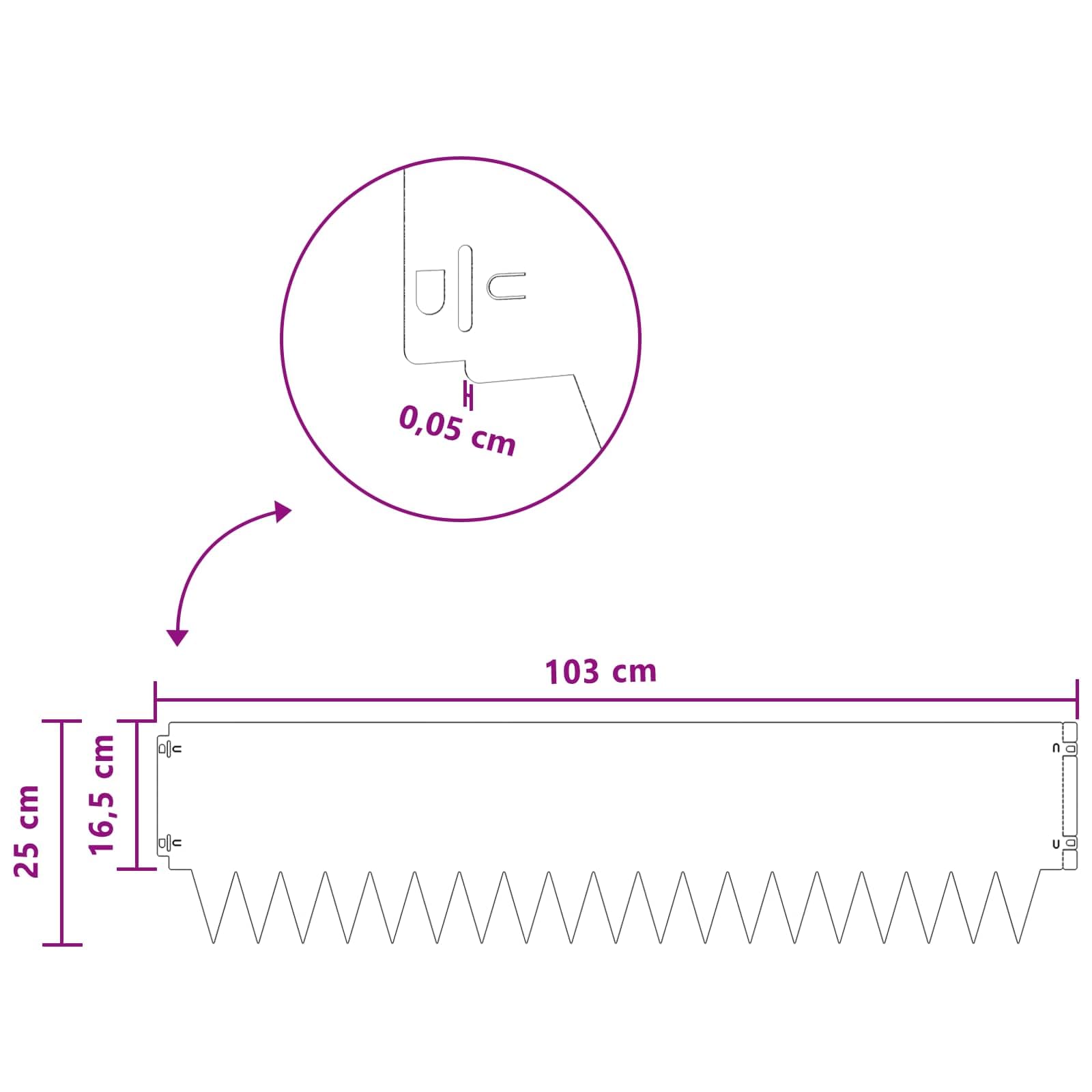 vidaXL Raseneinfassung 30 pcs Metall, Moderne Stahlrasenkante, Wetterfeste Rasendekoration, Flexible Lösungen für die Rasenpflege, Zubehör für den Außenbereich