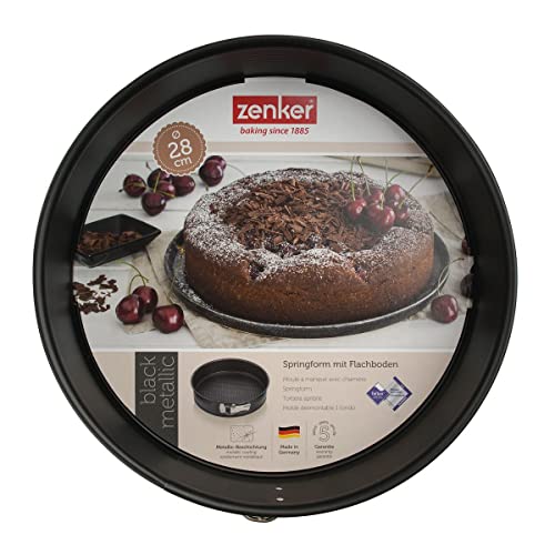 Zenker Springform Ø 28 cm, Backform mit Antihaftbeschichtung, runde Kuchenform mit Flachboden (Farbe: schwarz), Menge: 1 Stück