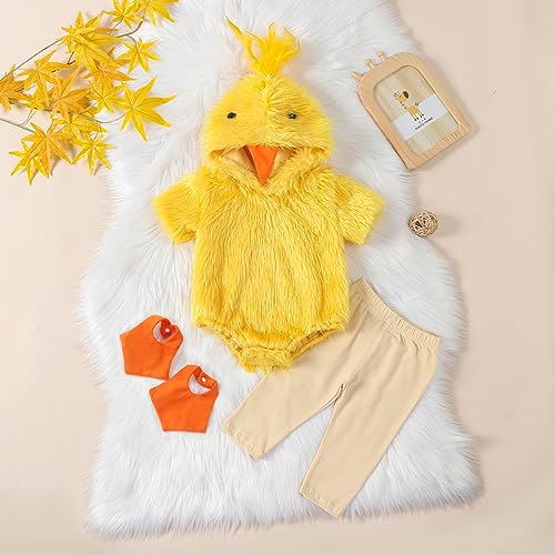 Disfraz de pato bebé con capucha de peluche miniatura 2