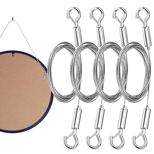 Lambo Wire Rope for Photos, Adjustable Heavy Duty Hanger, Billboards Paintings Storage Hook for Restaurant, Study, Living Room, Bedroom, , Bathroom