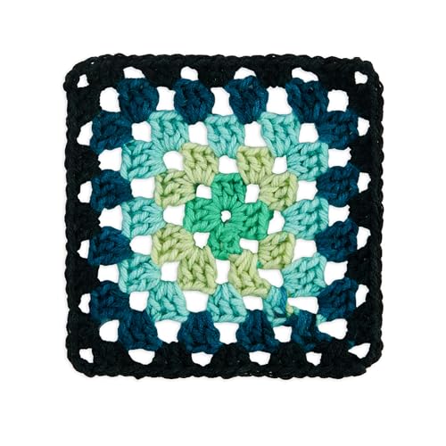Image of Red Heart All in One Granny Square Black- Cyber Leaf Yarn - 250g /8.8oz - 100% Acrylic - #4 Worsted (Medium) - 381m /417Yards - for Knitting, Crochet and Amigurumi, 3 Count (Pack of 8)