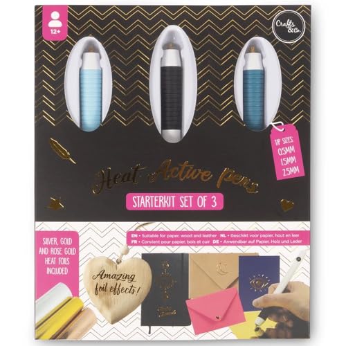 Coffret cadeau Crafts&Co Heat Active Pen Starterkit idéal pour débutants en dorure