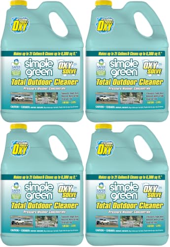 Image of Simple Green Oxy Solve Total Outdoor Cleaner Concentrate, Pressure Washer & Manual Use, EPA Safer Choice Certified, Peroxide Cleaner for Wood, Concrete, Vinyl & More (Pack of 4)