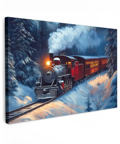 Cadeau Noel Idéal Impression sur Toile Paysage de Neige 90x60 cm